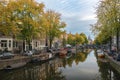 The canal Oudezijds Voorburgwal in the Red light District Royalty Free Stock Photo